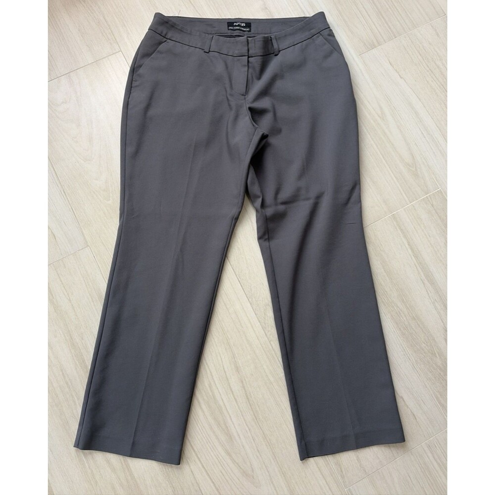 Apt 9 Womens Charcoal Gray Straight Leg Comfort Waist Dress Pants Size 12P Vtg.